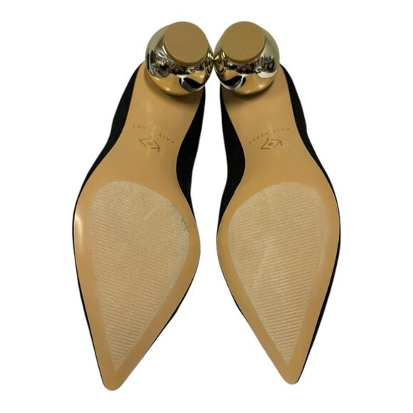 New Katy Perry The Hux Gold Globe Black Suede Ankle Boots Booties 7 - Picture 6 of 6